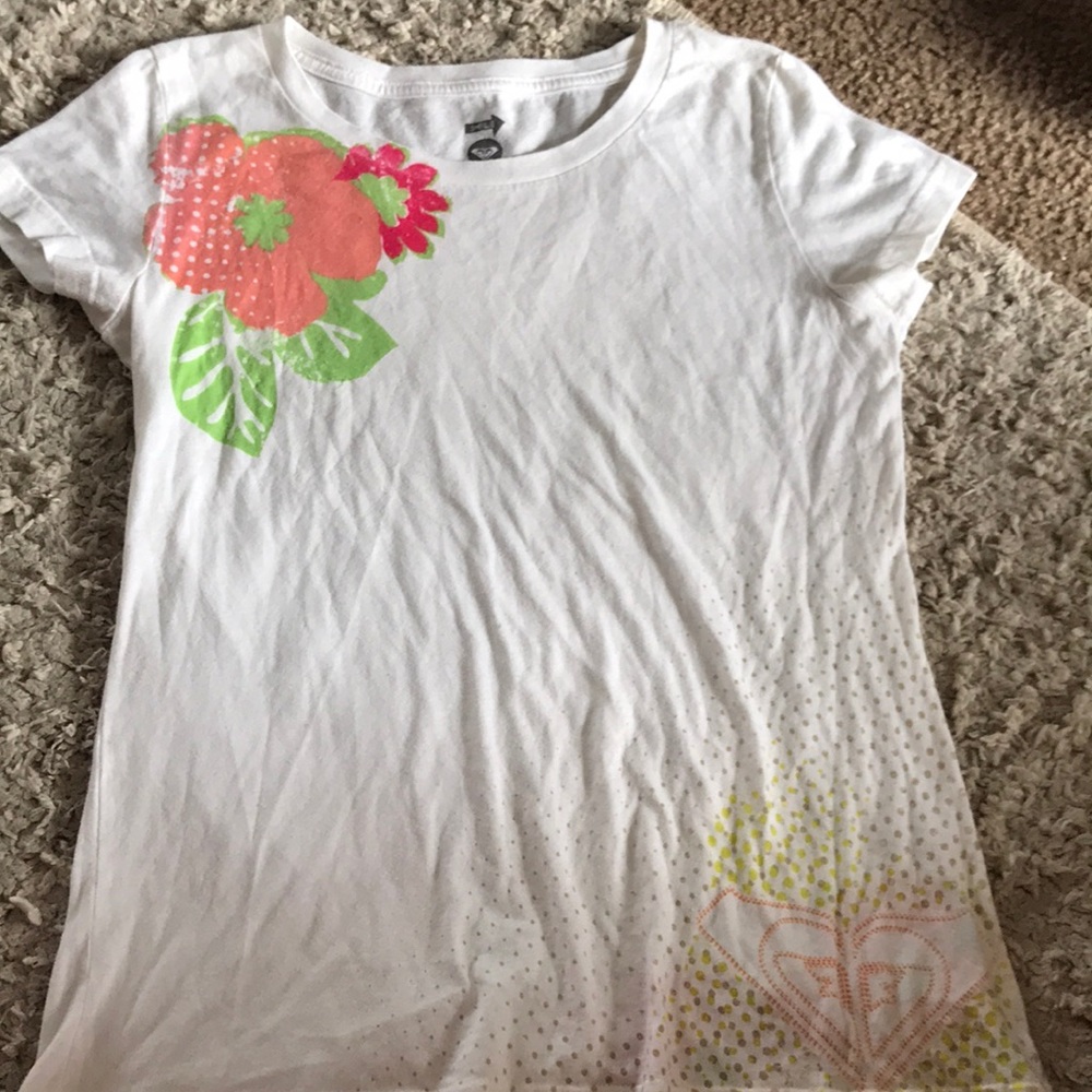 ROXY Youth XL Logo and Vibrant Floral Design T-shirt